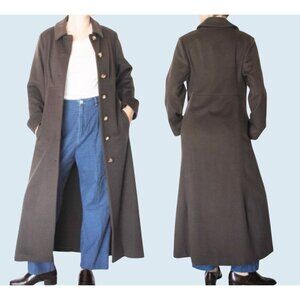 J MENDEL Paris Chocolate Brown Long Soft Full Button Coat Size S